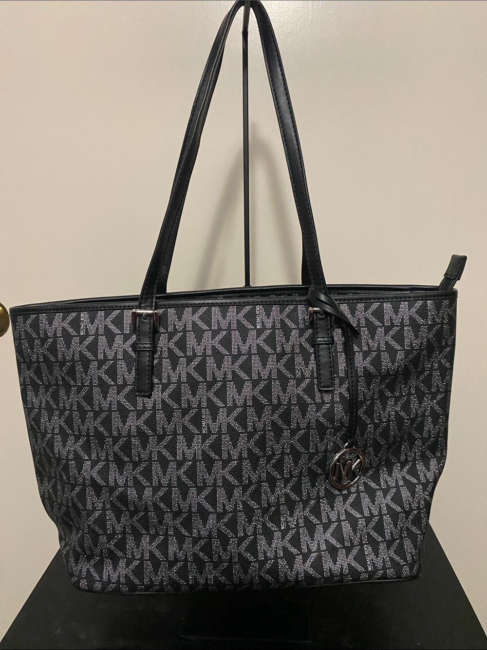 Michael Kors Black and Gray MK Logo Tote